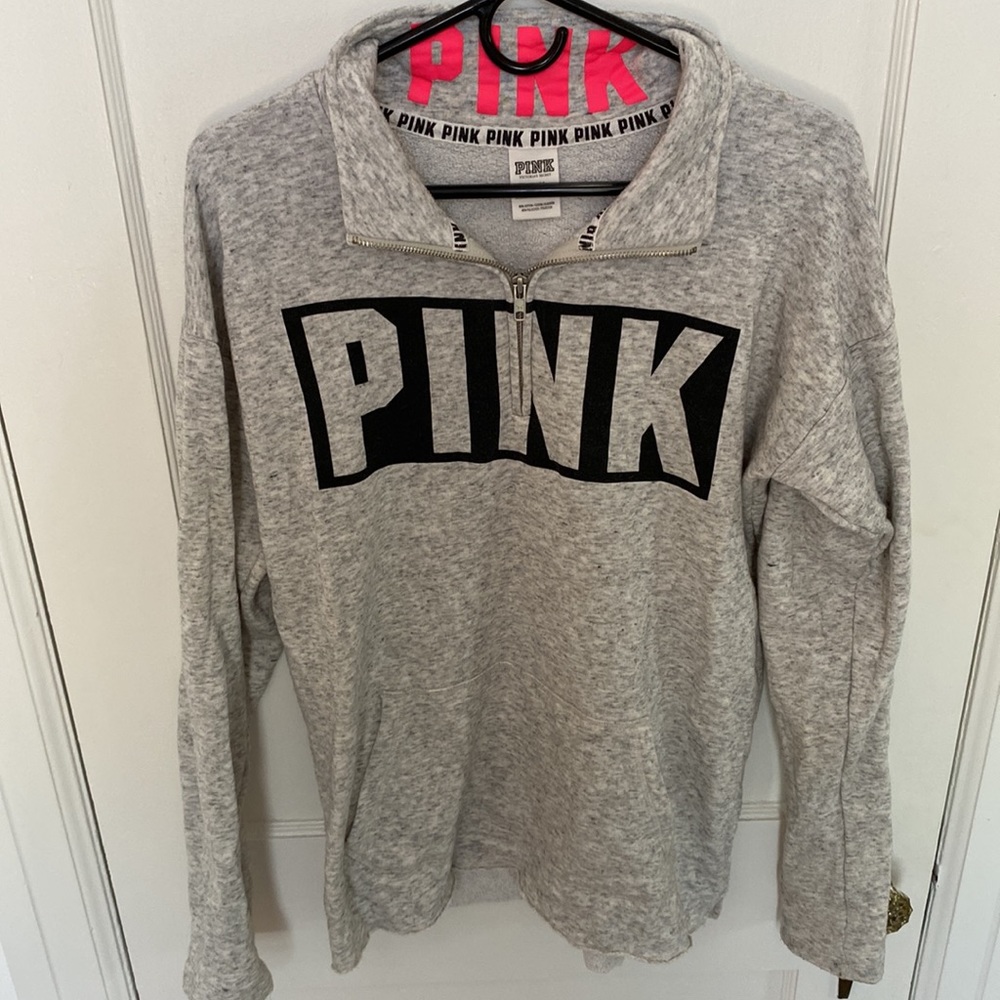 Victoria Secret PINK Heather Grey Quarter Zip!!
